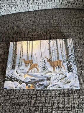 Winter Deer Forest Canvas Wall Art - Snowy Woodland Scene